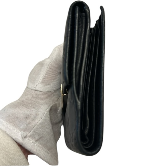 Gucci Guccissima Metal Bar French Flap Black Leather Wallet in VGUC - Picture 15 of 16